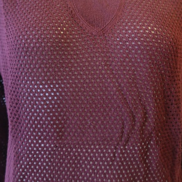Womens Rag & Bone Plum Perforated Open Knit Sweater M * - Picture 5 of 9